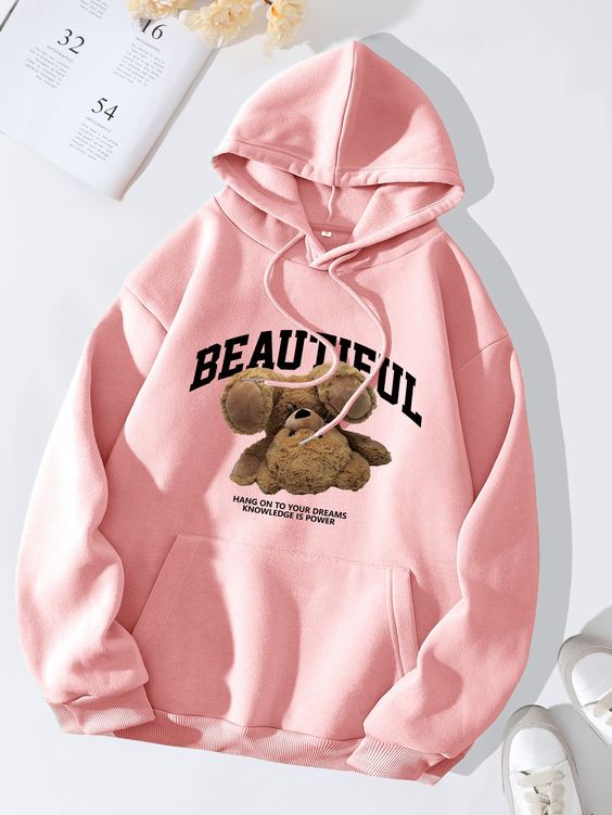 pink beautiful printed hoodies for girls